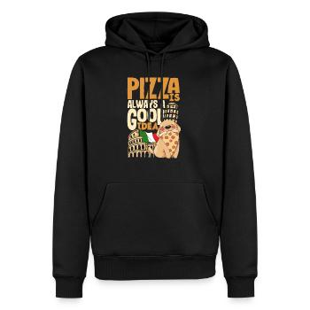 Pizza is always a good idea - Männer Premium Bio Hoodie - Schwarz - Vorne - Nico (187cm)