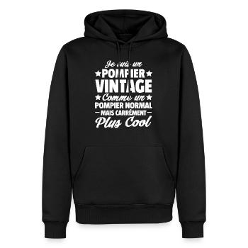 pompier vintage / cadeau pompier - Sweat à capuche Premium bio Homme - noir - Devant - Nico (187cm)
