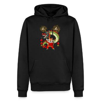 Année du Tigre Nouvel An lunaire chinois - Sweat à capuche Premium bio Homme - noir - Devant - Nico (187cm)