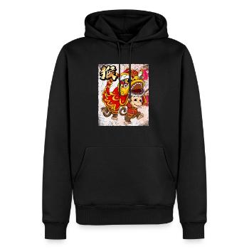 Année du Singe Nouvel An lunaire chinois - Sweat à capuche Premium bio Homme - noir - Devant - Nico (187cm)