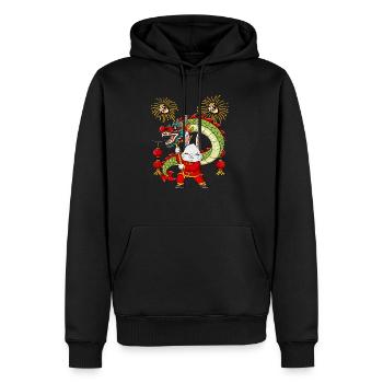 Année du Lapin Nouvel An lunaire chinois - Sweat à capuche Premium bio Homme - noir - Devant - Nico (187cm)