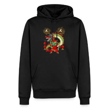 Année du Dragon Nouvel An lunaire chinois - Sweat à capuche Premium bio Homme - noir - Devant - Nico (187cm)