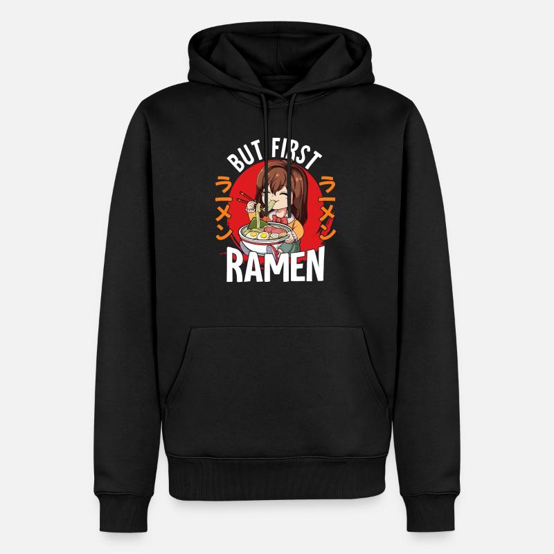 But First Ramen - Männer Premium Bio Hoodie - Schwarz