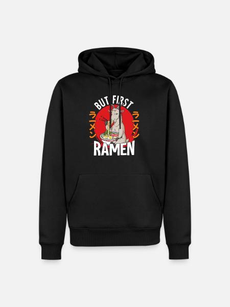 But First Ramen - Männer Premium Bio Hoodie - Schwarz