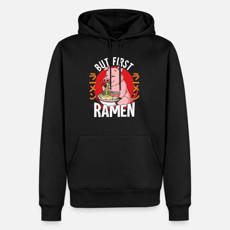 But First Ramen - Männer Premium Bio Hoodie - Schwarz