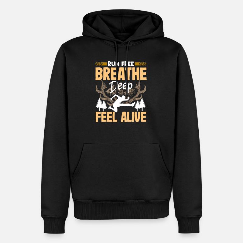 Run free feel alive - Men’s Premium Organic Hoodie - black