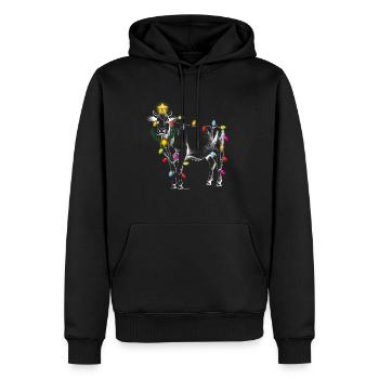Cow Tree Farmer Vintage Christmas Tree Xmas Cow Fa - Männer Premium Bio Hoodie - Schwarz - Vorne - Nico (187cm)