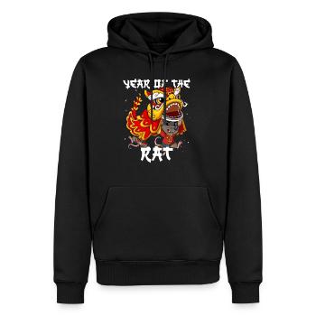 Année du Rat Nouvel An lunaire chinois - Sweat à capuche Premium bio Homme - noir - Devant - Nico (187cm)