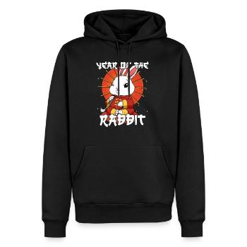Année du Lapin Nouvel An lunaire chinois - Sweat à capuche Premium bio Homme - noir - Devant - Nico (187cm)