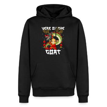 Année de la chèvre Nouvel An lunaire chinois - Sweat à capuche Premium bio Homme - noir - Devant - Nico (187cm)
