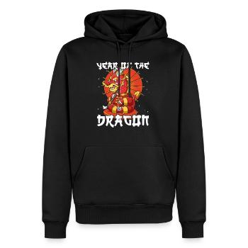 Année du Dragon Nouvel An lunaire chinois - Sweat à capuche Premium bio Homme - noir - Devant - Nico (187cm)