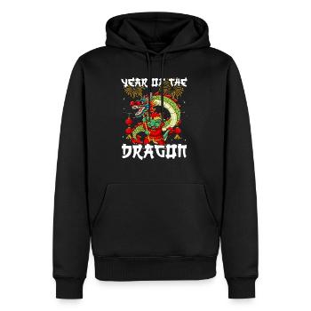 Année du Dragon Nouvel An lunaire chinois - Sweat à capuche Premium bio Homme - noir - Devant - Nico (187cm)