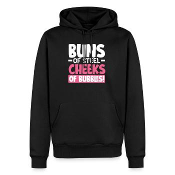 Buns of Steel, Cheeks of Bubbles! - Männer Premium Bio Hoodie - Schwarz - Vorne - Nico (187cm)