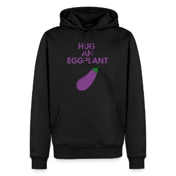 HUG AN EGGPLANT - Men’s Premium Organic Hoodie - black - Front - Nico (187cm)