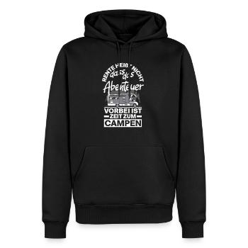 Rente heißt Zeit zum Campen - Männer Premium Bio Hoodie - Schwarz - Vorne - Nico (187cm)