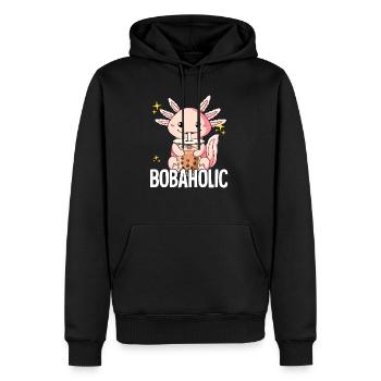 Bubble Tea Axolotl Boba Tea Bobaholic - Sweat à capuche Premium bio Homme - noir - Devant - Nico (187cm)
