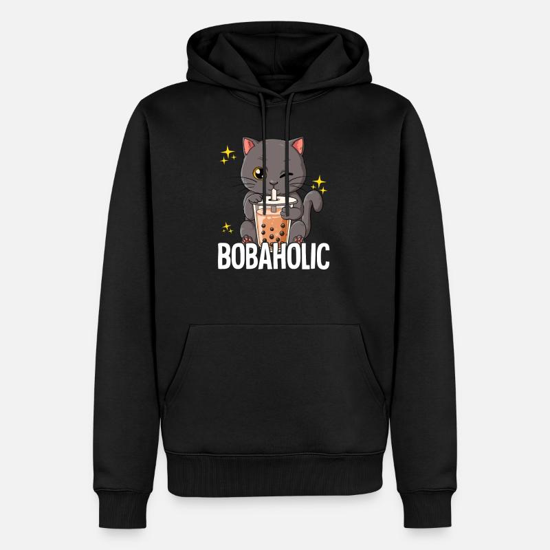 Bubble Tea Cat Boba Tea Bobaholic - Sweat à capuche Premium bio Homme - noir