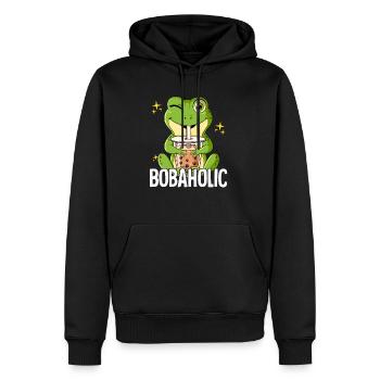 Bubble Tea Frog Boba Tea Bobaholic - Sweat à capuche Premium bio Homme - noir - Devant - Nico (187cm)