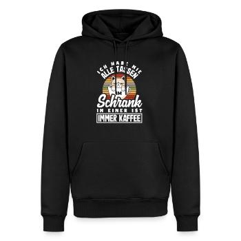 Ich habe nicht alle Tassen in Schrank aber immer - Männer Premium Bio Hoodie - Schwarz - Vorne - Nico (187cm)