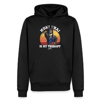 Le Muay Thai est ma thérapie - Sweat à capuche Premium bio Homme - noir - Devant - Nico (187cm)