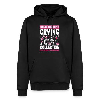 Bank Account Crying, Makeup Collection Thriving! - Männer Premium Bio Hoodie - Schwarz - Vorne - Nico (187cm)