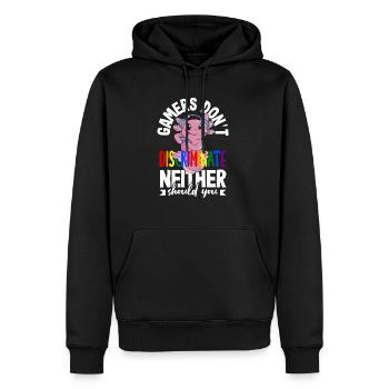 Les joueurs ne font pas de discrimination - vous ne devriez pas non plus - Sweat à capuche Premium bio Homme - noir - Devant - Nico (187cm)