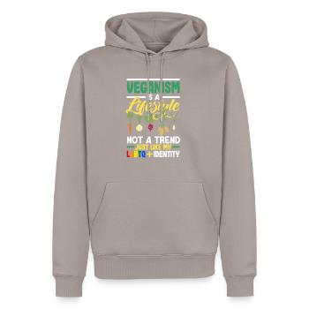 Le véganisme est un mode de vie et non une tendance comme la mienne. - Sweat à capuche Premium bio Homme - taupe - Devant - Nico (187cm)