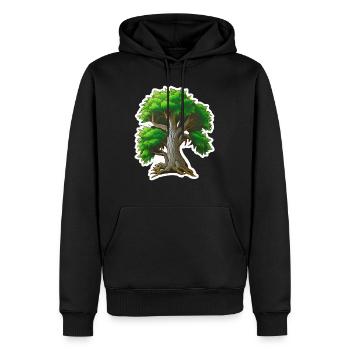 Lebenssäule: Der majestätische Baum - Männer Premium Bio Hoodie - Schwarz - Vorne - Nico (187cm)