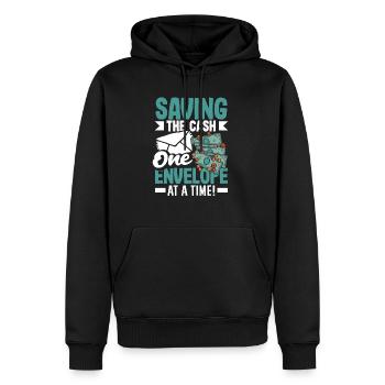 Économiser de l’argent une enveloppe à la fois de l’argent comptant - Sweat à capuche Premium bio Homme - noir - Devant - Nico (187cm)