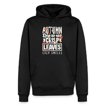 Autumn Dreamer Crisp Leaves Cozy Smells Fall - Men’s Premium Organic Hoodie - black - Front - Nico (187cm)