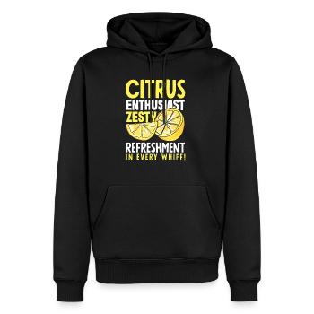 Citrus Enthusiast Zesty Refreshment in Every Whiff - Men’s Premium Organic Hoodie - black - Front - Nico (187cm)