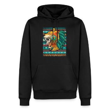 Guerrier aztèque mexicain Aztèques - Sweat à capuche Premium bio Homme - noir - Devant - Nico (187cm)