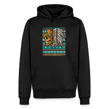Guerrier aztèque mexicain Aztèques - Sweat à capuche Premium bio Homme - noir - Devant - Nico (187cm)