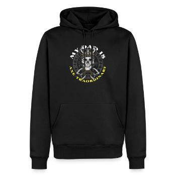 Mon père, c’est la fête des pères - Sweat à capuche Premium bio Homme - noir - Devant - Nico (187cm)