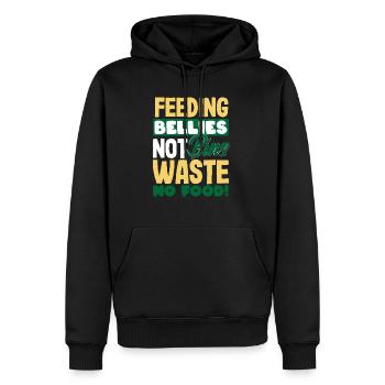 Nourrir des ventres, pas des poubelles, pas de gaspiller de la nourriture ! Conscient - Sweat à capuche Premium bio Homme - noir - Devant - Nico (187cm)