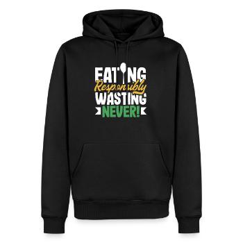 Eating Responsibly, Wasting Never! Mindful - Männer Premium Bio Hoodie - Schwarz - Vorne - Nico (187cm)