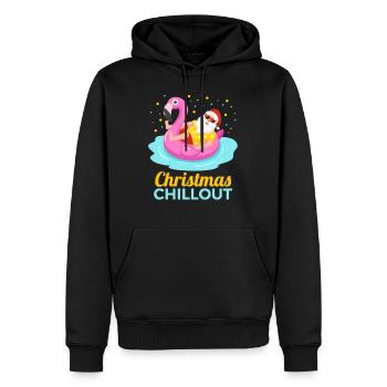 Produit design Christmas Flamingo Chillout - Sweat à capuche Premium bio Homme - noir - Devant - Nico (187cm)