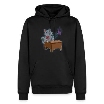 Katze Klavierspieler - Männer Premium Bio Hoodie - Schwarz - Vorne - Nico (187cm)