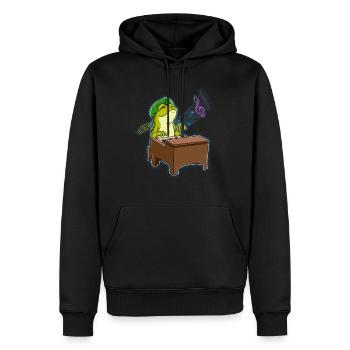 Frosch Klavierspieler - Männer Premium Bio Hoodie - Schwarz - Vorne - Nico (187cm)