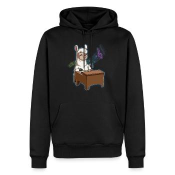 Lama Klavierspieler - Männer Premium Bio Hoodie - Schwarz - Vorne - Nico (187cm)