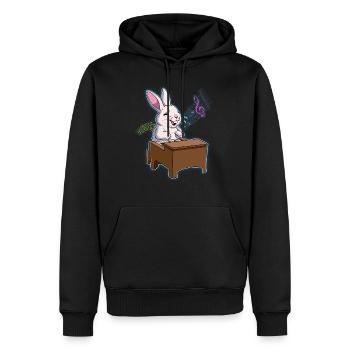 Kaninchen Klavierspieler - Männer Premium Bio Hoodie - Schwarz - Vorne - Nico (187cm)