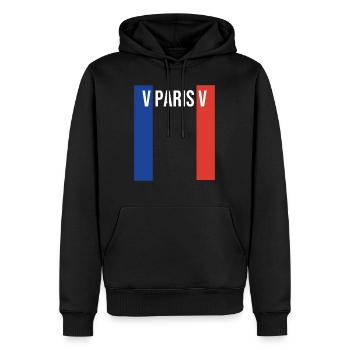 Paris V - Männer Premium Bio Hoodie - Schwarz - Vorne - Nico (187cm)