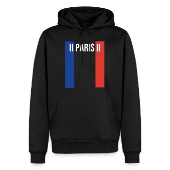 II Paris II - 2nd arrondissement of Paris - Men’s Premium Organic Hoodie - black - Front - Nico (187cm)