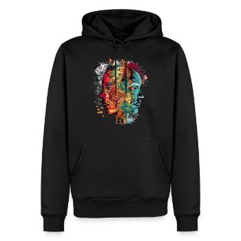 Doppelte Porträts - Männer Premium Bio Hoodie - Schwarz - Vorne - Nico (187cm)