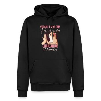 Vorsicht vor dem Frauchen Chihuahua - Männer Premium Bio Hoodie - Schwarz - Vorne - Nico (187cm)