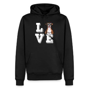 Love Boxer - Männer Premium Bio Hoodie - Schwarz - Vorne - Nico (187cm)