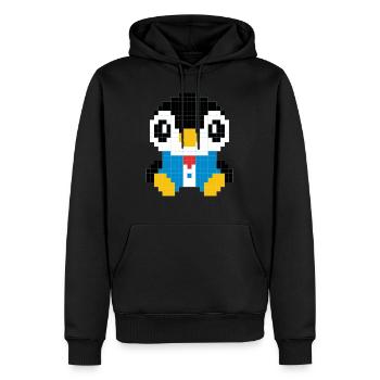 Ein Pinguin im pixeligen Anzug - Männer Premium Bio Hoodie - Schwarz - Vorne - Nico (187cm)