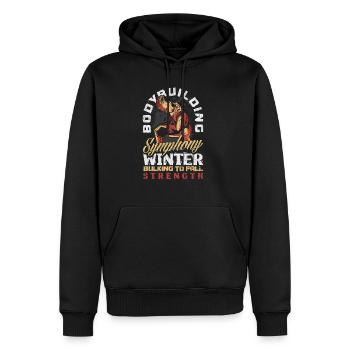 Bodybuilding Symphony Winter Bulking to Fall - Männer Premium Bio Hoodie - Schwarz - Vorne - Nico (187cm)