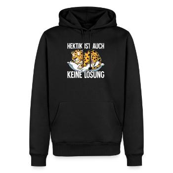 Hektik Ist Auch Keine Lösung - Männer Premium Bio Hoodie - Schwarz - Vorne - Nico (187cm)