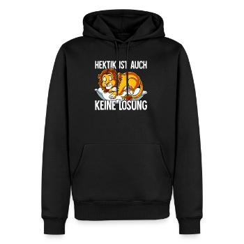 Hektik Ist Auch Keine Lösung - Männer Premium Bio Hoodie - Schwarz - Vorne - Nico (187cm)